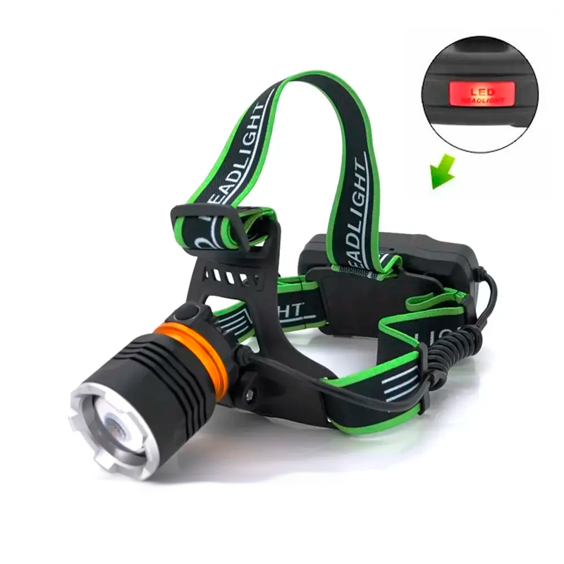 Сильний налобний світлодіод BL-A7 P50 АКБ 18650 х 2 шт zoom ЗУ micro USB, фото №4