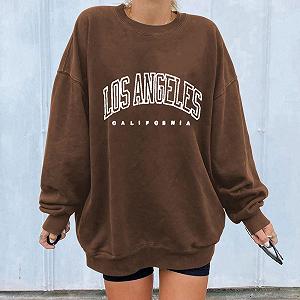 Женский свитшот с принтом Los Angeles California Винтажная одежда Колледж Мультяшный верх Свободного кроя Однотонный Oversize с длинными рукавами synthetic.ua - Фото 1