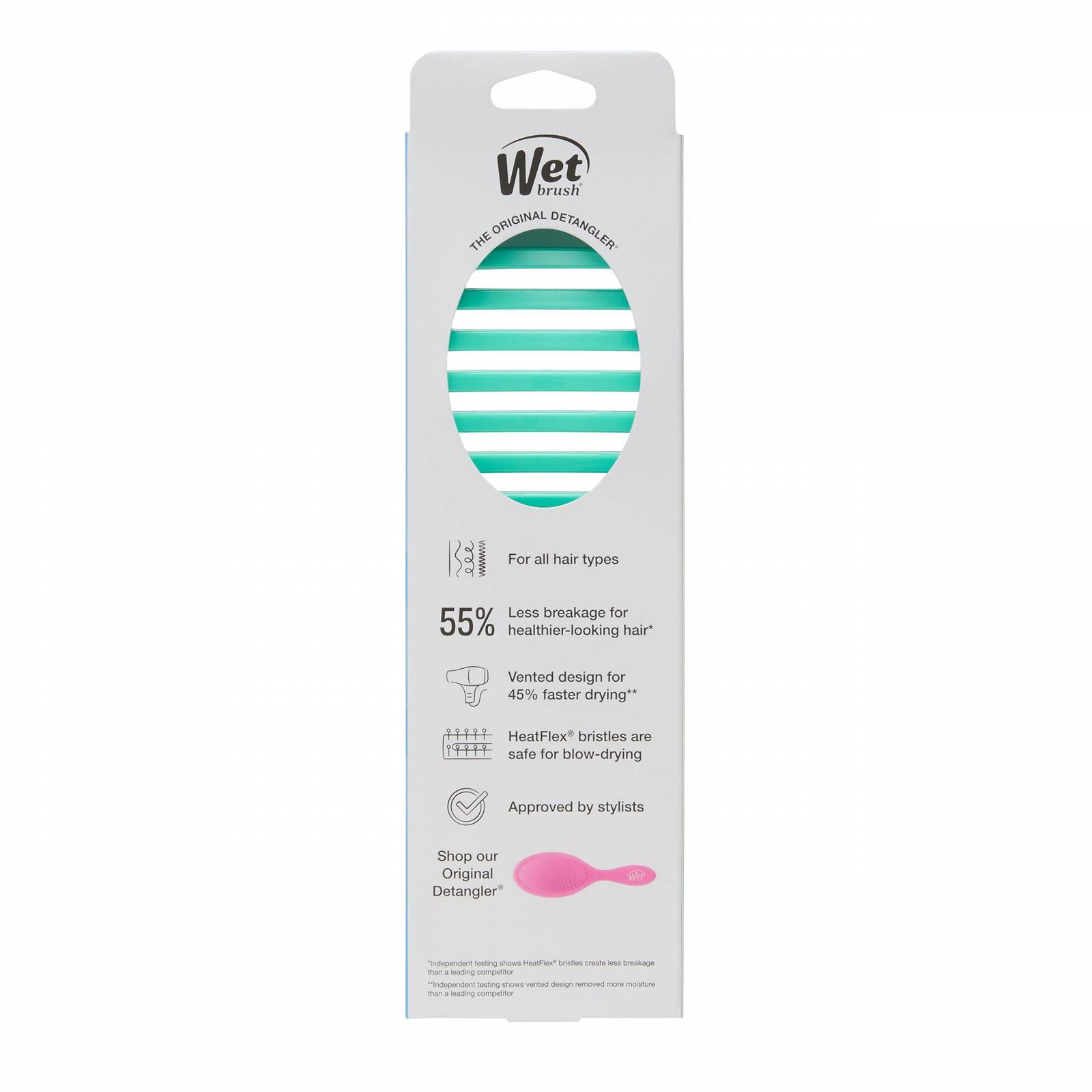 Щітка WetBrush Speed Dry Detangler з термостійкою щетиною Heatflex та відкритою вентильованою конструкцією для швидкого сушіння волосся, колір аква, фото №12