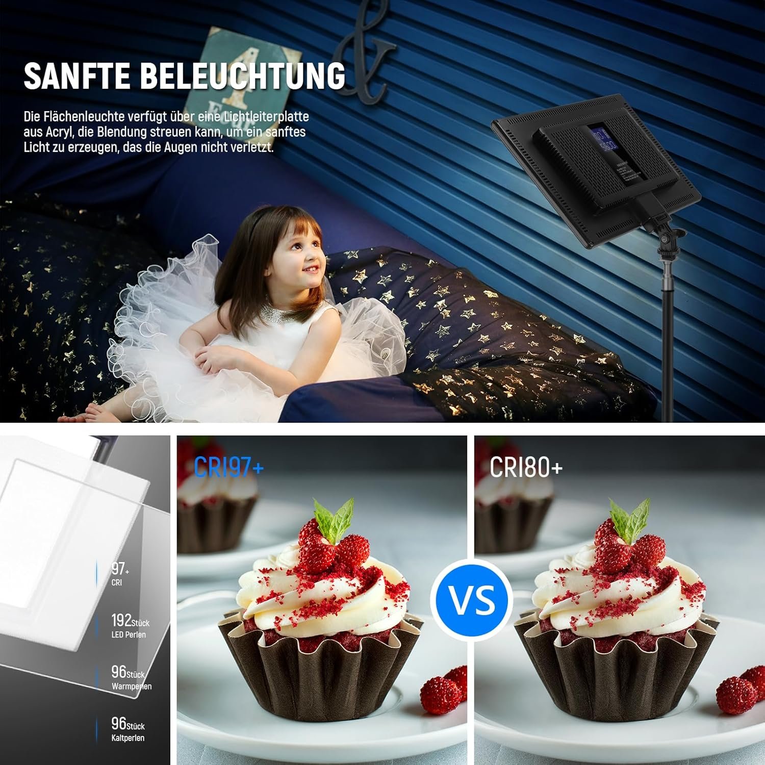 Студийный свет Neewer NL-192AI / 3200K–5600K / CRI 97+ / Черный, фото №5