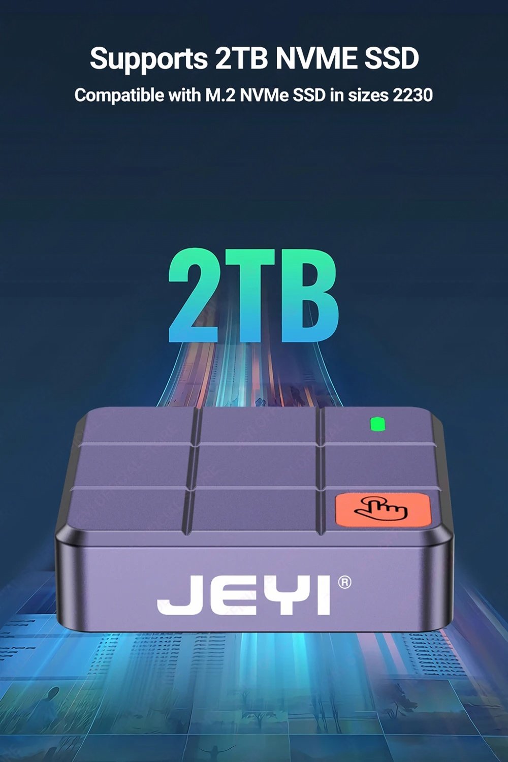 Внешний адаптер Jeyi 2230Pro 10Gbps M.2 NVMe SSD to USB с сенсором, фото №9