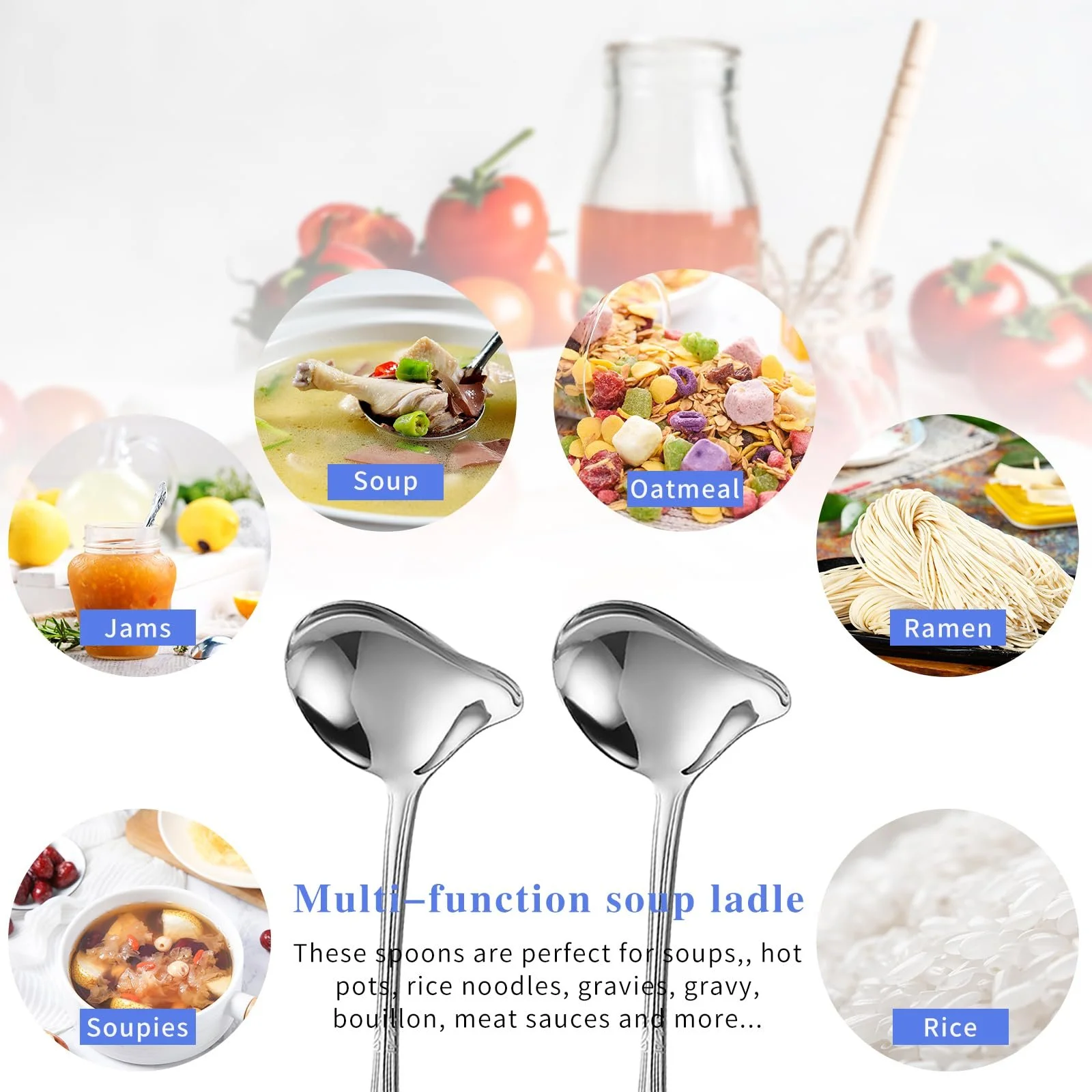 Набор ложек для соуса (2 шт) Ложка для соуса, Ковш для соуса, Ложка с прорезями, Ковш для супа, Ложка для приготовления пищи, Нержавеющая сталь, фото №5