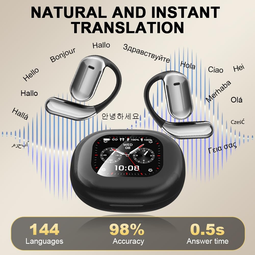 Наушники для перевода Bluetooth, спортивные с ЖК-экраном, умные, фото №2