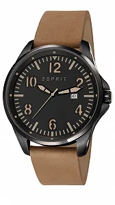 Мужские Кварцевые Часы Esprit Tallac Brave Nubuck Черный Циферблат Коричневый Ремешок ES107601002 Черный/Коричневый - Фото 1