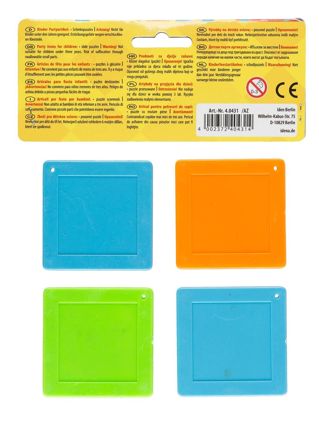 Пазли-п'ятнашки Idena Party Fun 40431 набір з 4 штук 5,5 x 5,5 см, фото №2