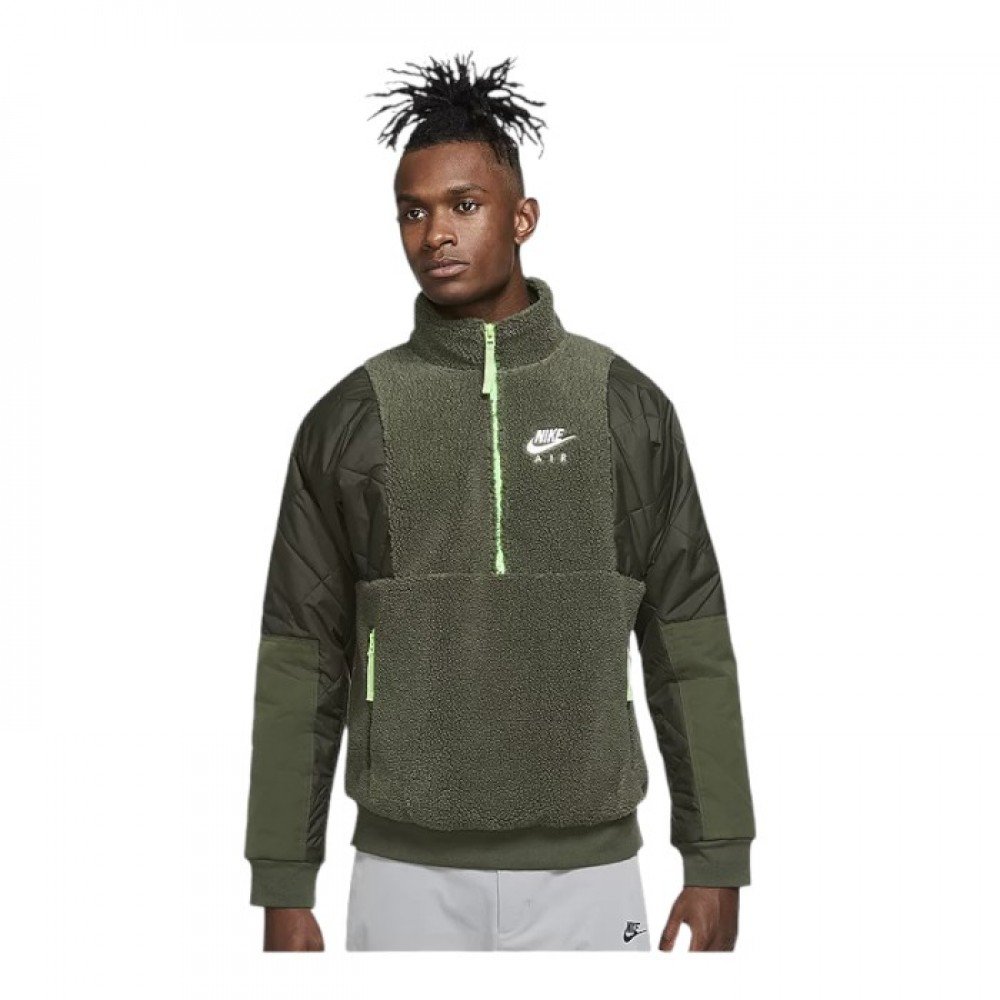Джемпер Nikeens Sportswear Sherpa Half Zip Jacket Carbon Green L, фото №1
