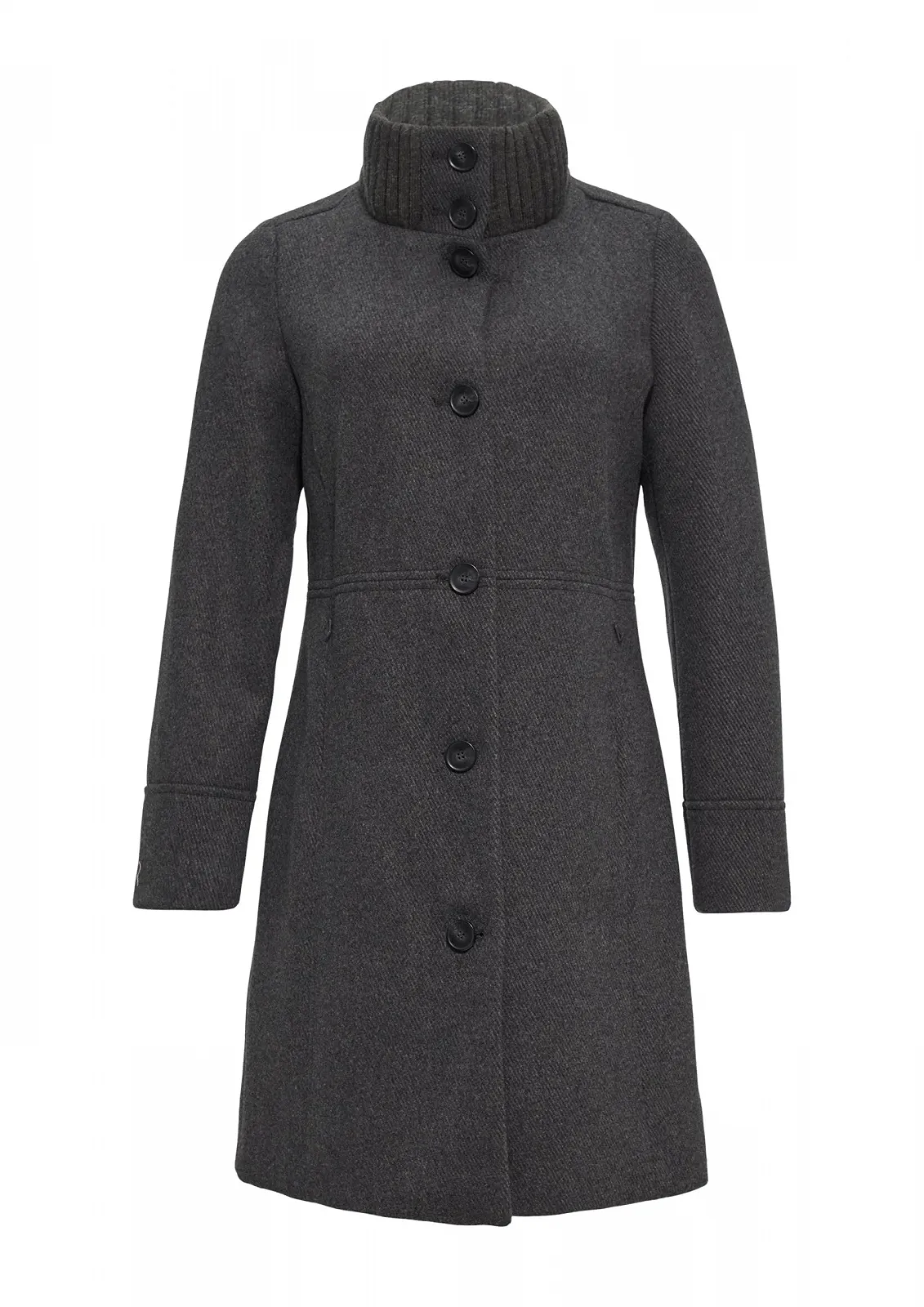 Пальто s.Oliver Твіл з трикотажним коміром-стійкою та кишенями, фото №1