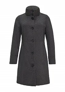 Пальто s.Oliver Твил с трикотажным воротником-стойкой и карманами - Фото 1