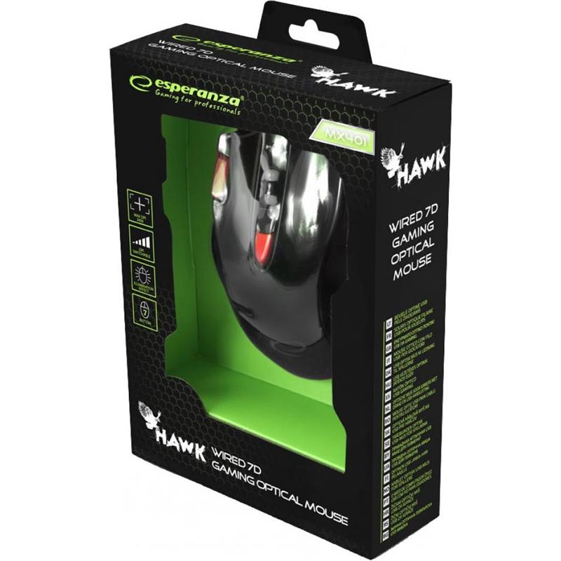 Компьютерная мышь Esperanza MX401 Hawk EGM401KR Black/Red USB, фото №4