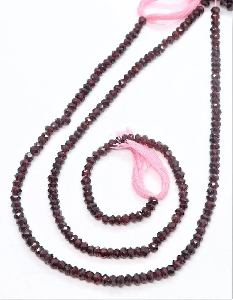 Бусины Родель Мозамбикский Гранат Натуральный Огранённые 4-5 мм Красный, фото №1