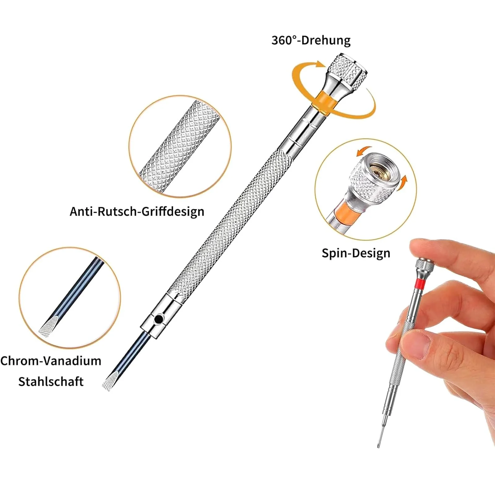 Набір прецизійних годинникових викруток 10 шт. 0,6–2,0 мм з розмагнічувачем, фото №5