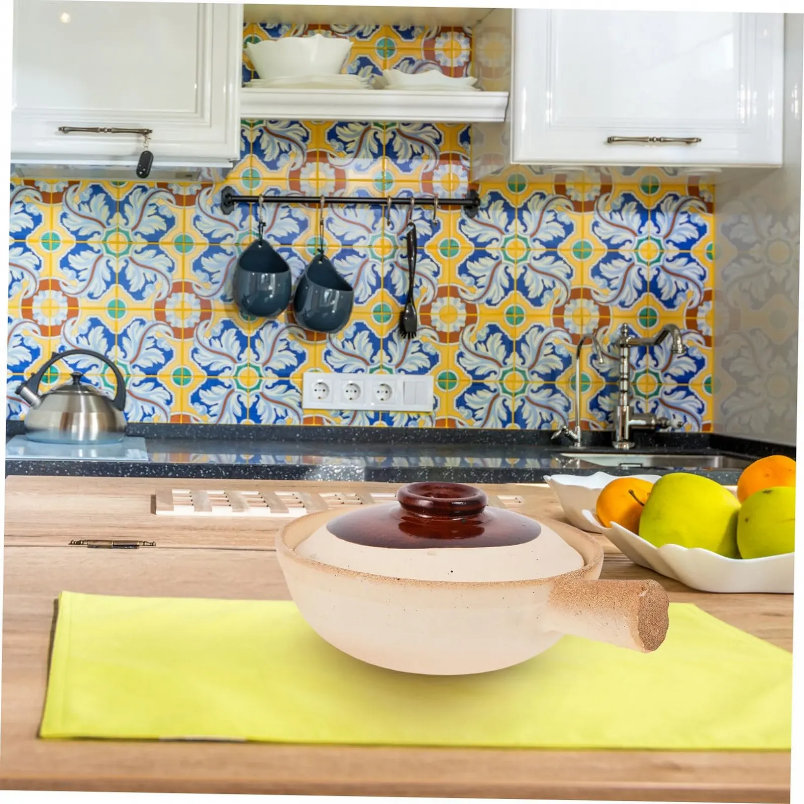 Керамічний глиняний горщик Gatuida традиційний теракотовий з кришкою жаростійкий портативний, фото №6