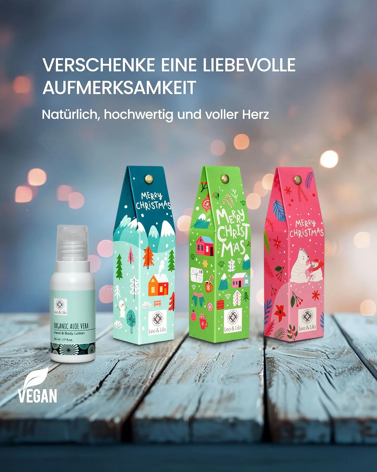 Лосьйон для рук Leo & Lilo Organic Aloe Vera - Набір різдвяної колекції - Набір з 3 (3 x 50 мл), фото №2