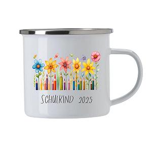 Эмалированная Кружка Цветочный мотив с цветными карандашами, Школьник 2025, для школы, подарок, прочная и легкая, для использования на улице synthetic.ua - Фото 1