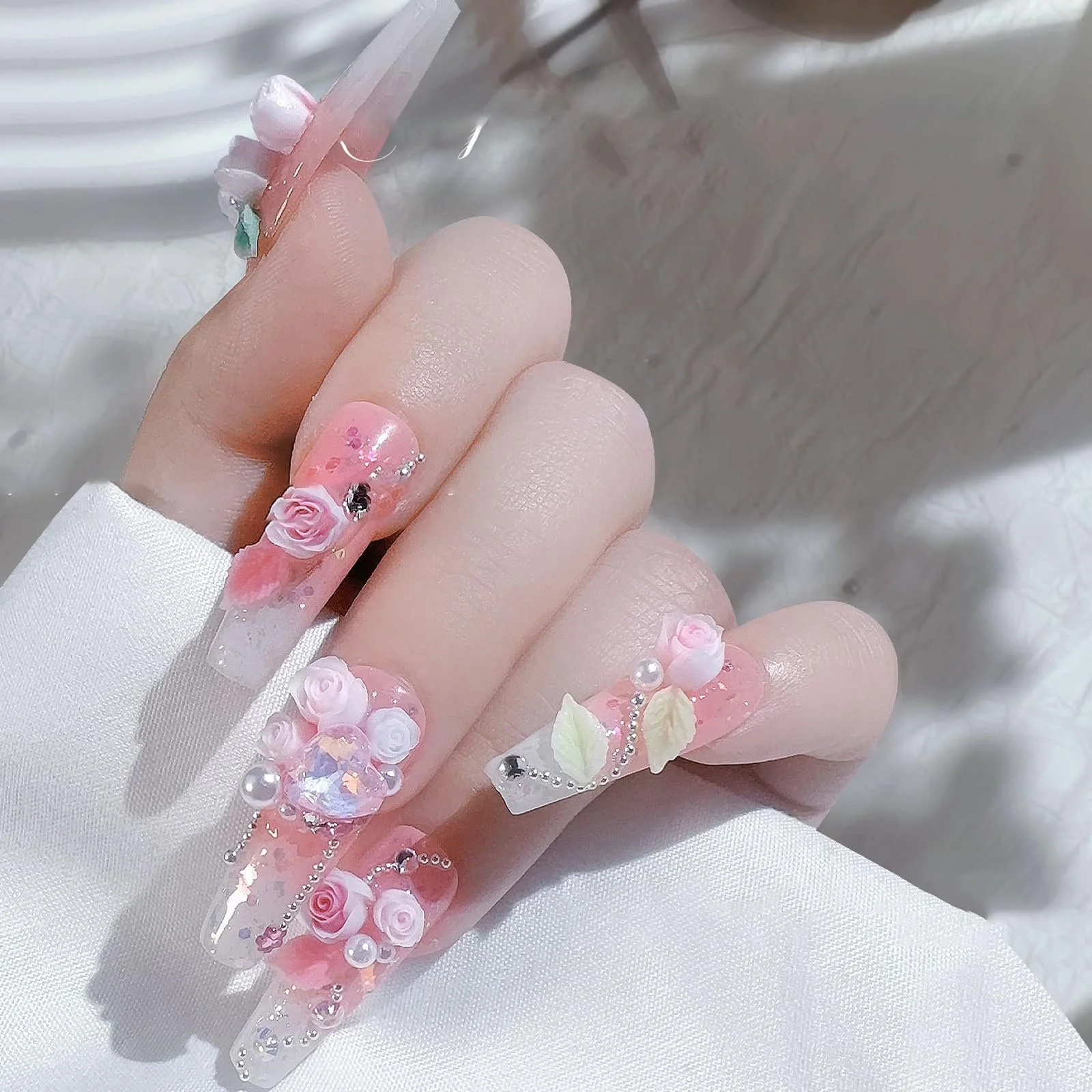 3D Квіти для нігтів Rose Blatt для акрилових нігтів, прикраси для манікюру, фото №8