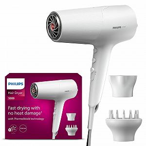 Фен Philips Series 5000 BHD500/20, 2100 Вт, 6 режимов нагрева/скорости, с технологией Thermoshield, белый и металлик - Фото 1