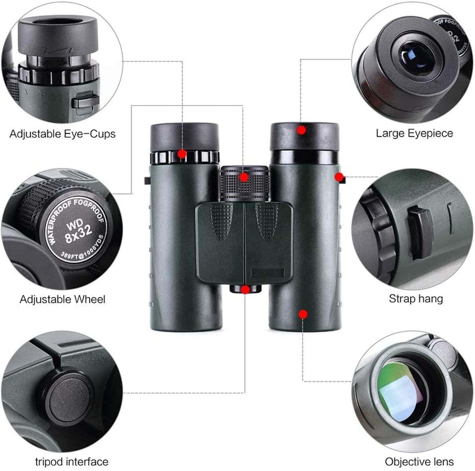 Бінокль CAZARU 8x32 HD Високопродуктивний для відкритого простору, фото №2