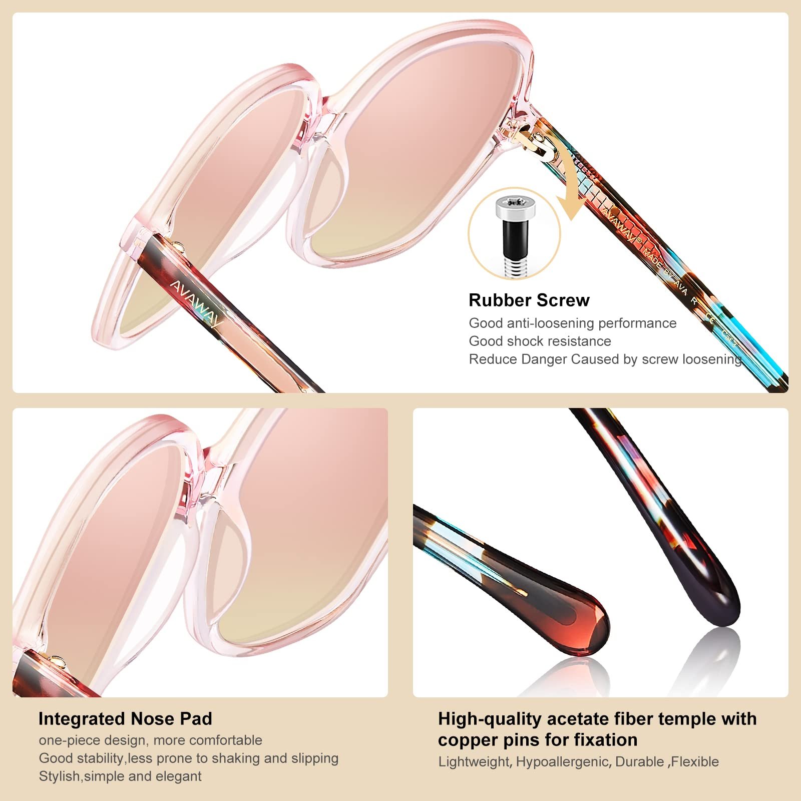 Великі Модні Поляризовані Сонцезахисні Окуляри AVAWAY для Жінок, Ацетатна Оправа, Великий Розмір, UV 400 Захист, фото №5 Великі Модні Поляризовані Сонцезахисні Окуляри AVAWAY для Жінок, Ацетатна Оправа, Великий Розмір, UV 400 Захист, фото №5