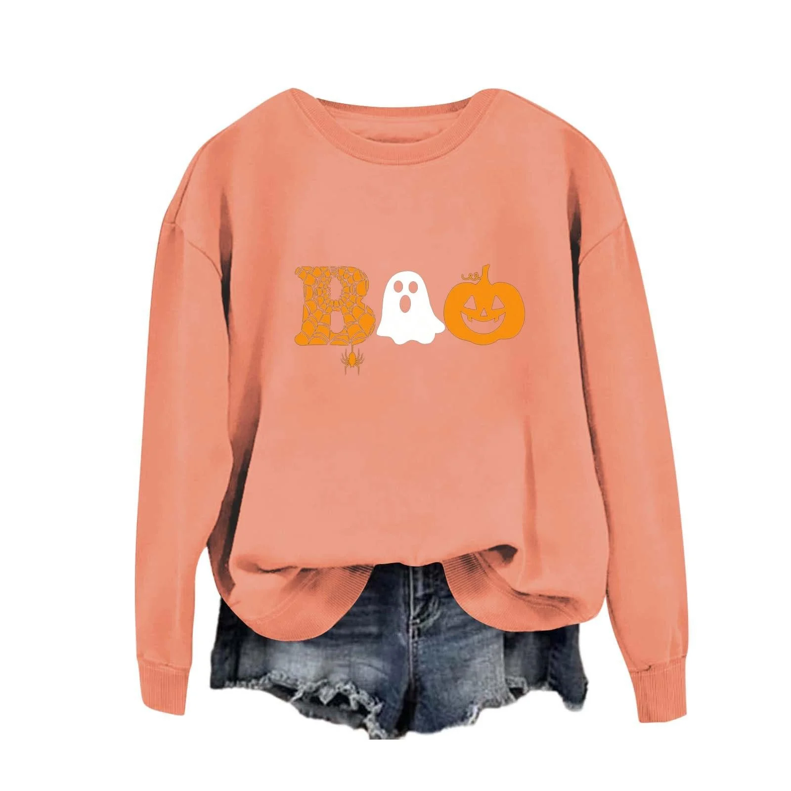 Жіночий світшот Гарбуз Boo Halloween Костюм з довгими рукавами, фото №2