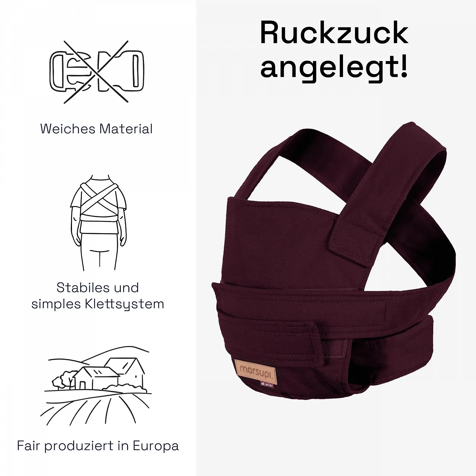 Рюкзак-переноска для ляльки Marsupi Mini, органічна бавовна, Berry, фото №3 Рюкзак-переноска для ляльки Marsupi Mini, органічна бавовна, Berry, фото №3