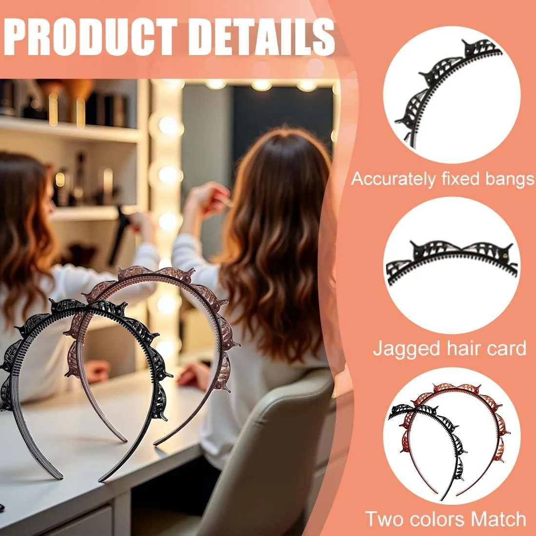 Набір обручів на Голову з Затискачами 2 шт, фото №4