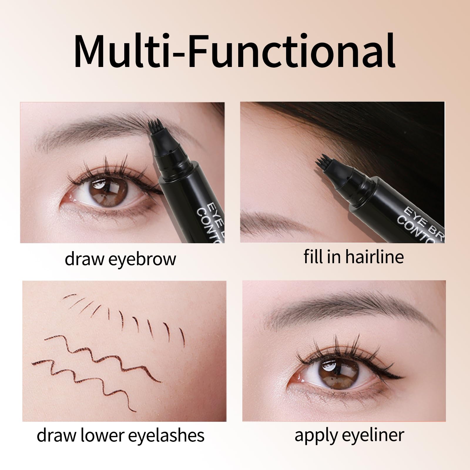 Олівець для брів Erinde Waterproof Microblading 3D 4 Micro Fork Magic Light Brown, фото №6