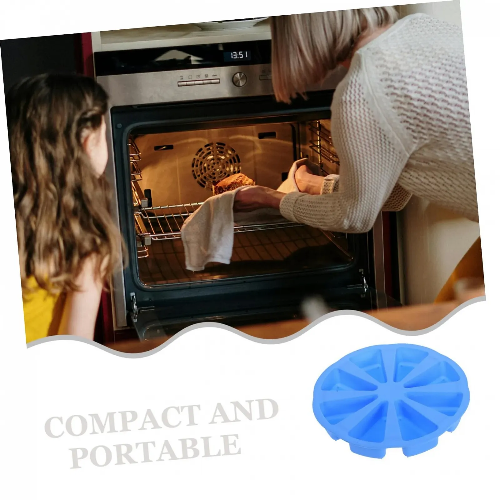 Форма для випікання VALICLUD Трикутна Силіконова 8 комірок Дизайн часточок апельсина Помаранчева, фото №3