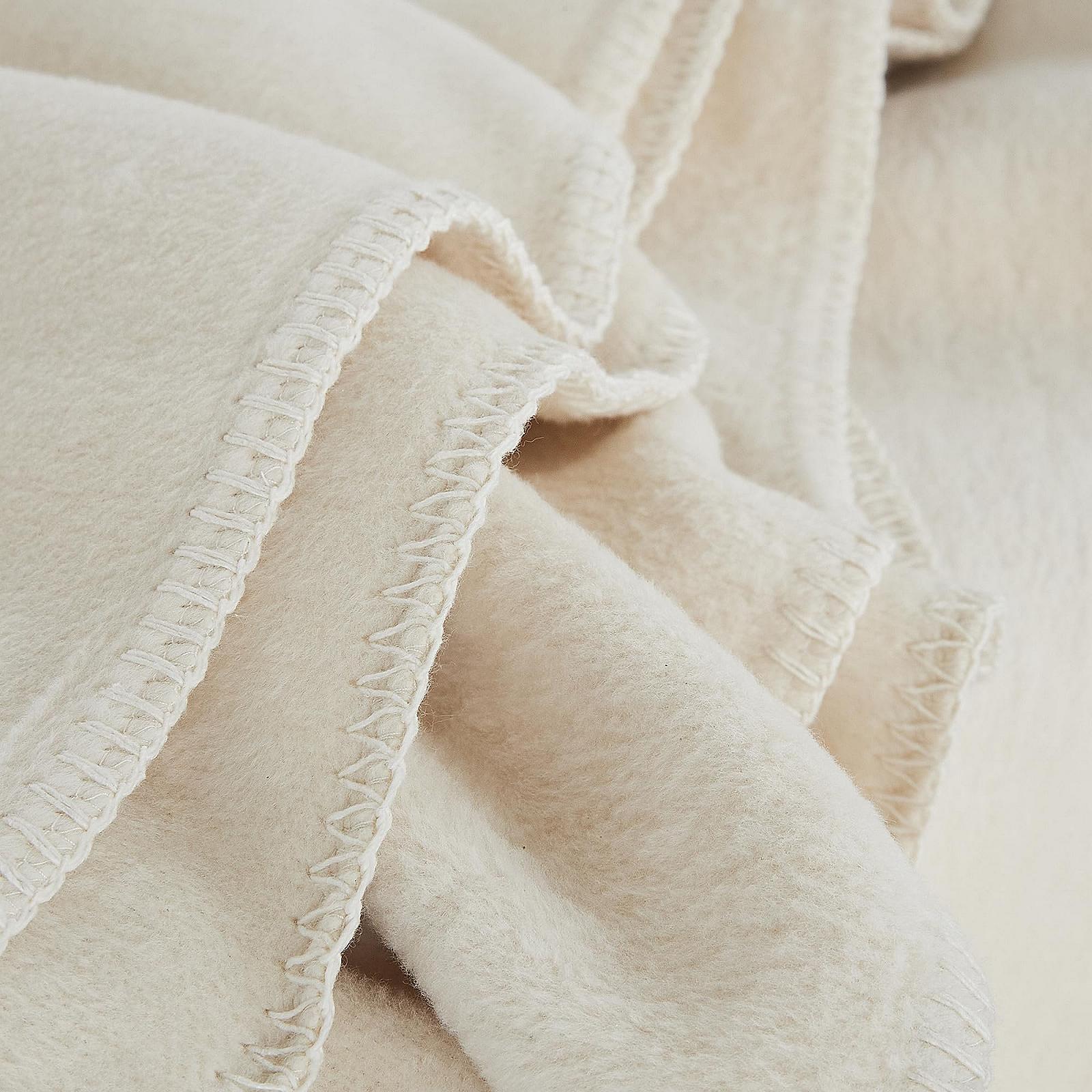 Покривало Ibena Malaga Organic Wool Бавовна, шерсть білий 150 x 200 см, фото №3