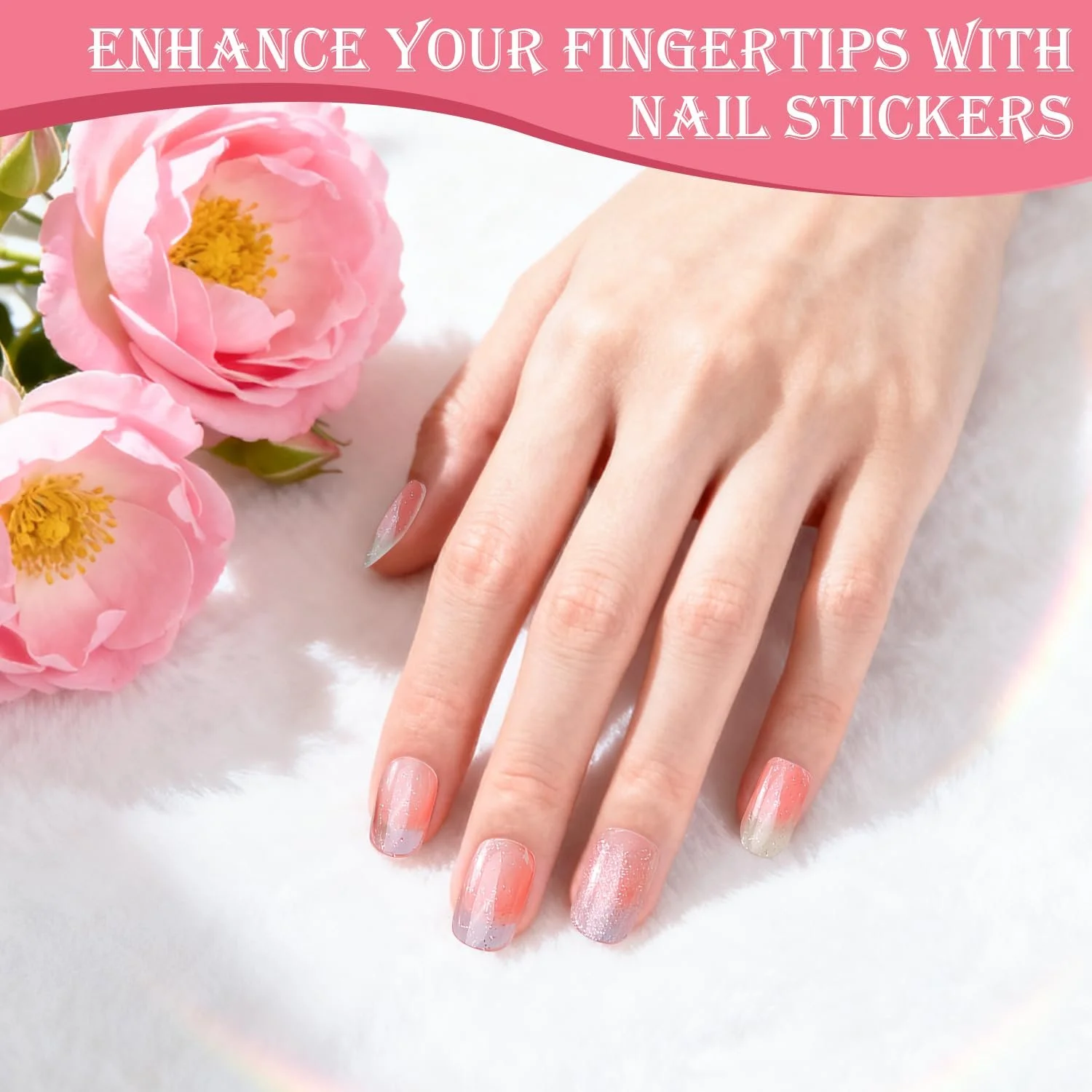 Наклейки для ногтей гелевые Semi-Cured Strips Nude Pink для UV/LED лампы, фото №2