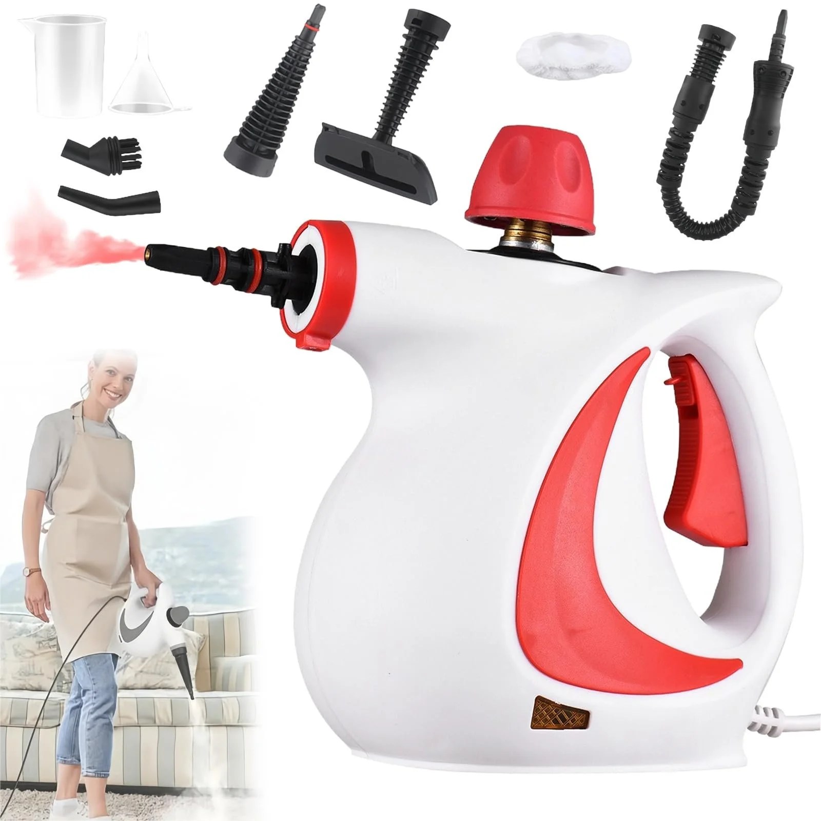 Пароочисник ручний Comdaliy 1050 Вт 3,2 бар червоний, фото №1