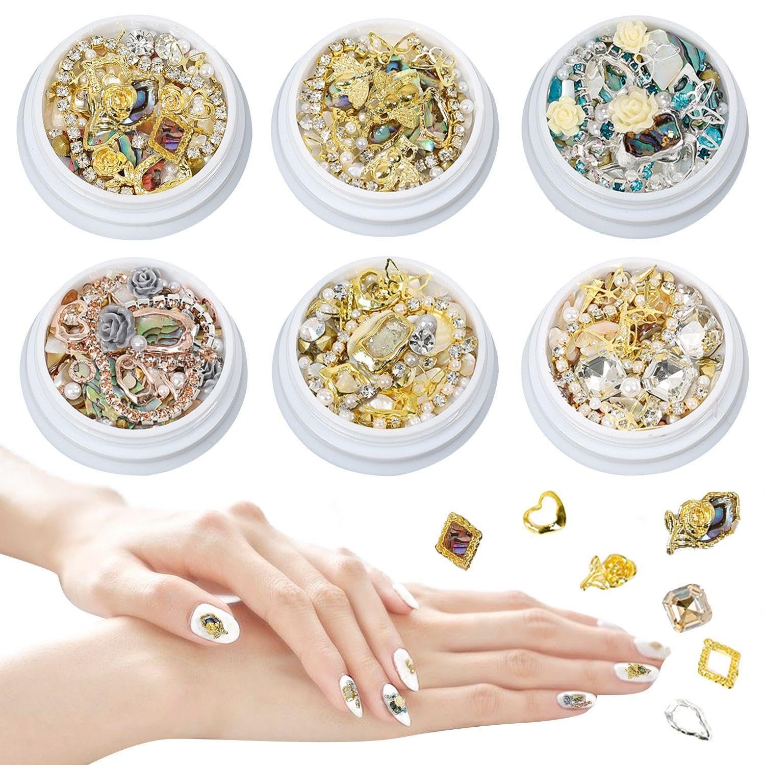 Украшения для ногтей 6 коробок, Креативные 3D аксессуары, Очаровательные и модные, Смешанные с разными стилями, DIY украшения для ногтей, фото №1 Украшения для ногтей 6 коробок, Креативные 3D аксессуары, Очаровательные и модные, Смешанные с разными стилями, DIY украшения для ногтей, фото №1