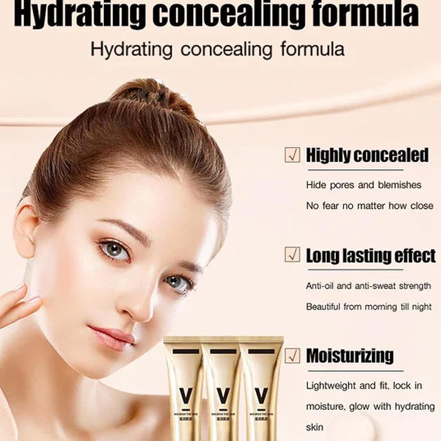 Консилер LNTENSE МОISТURIЗАTІОN Liquid Foundation 2 in 1 3 шт., фото №2