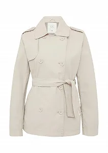 Короткий тренчкот QS Бавовняний з поясом - Фото 1