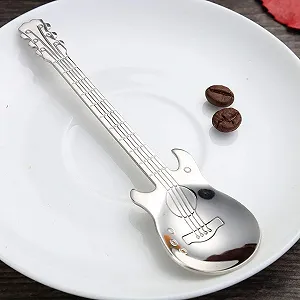 Ложка из нержавеющей стали Серебряная Мультяшная Гитара для молока Кофе Мороженого Конфет Десертная чайная ложка для дома Бара Прочная Специальная ложка Кофейная ложка для дома Кухни synthetic.ua - Фото 1