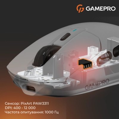 Мышка GamePro Genesis Airmaster Wireless/Bluetooth/USB White (GM167W), фото №12 Мышка GamePro Genesis Airmaster Wireless/Bluetooth/USB White (GM167W), фото №12