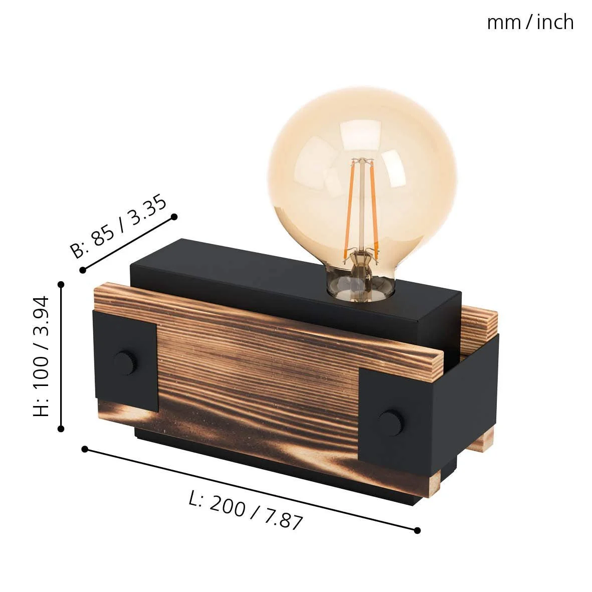 Настольная лампа EGLO Layham сталь дерево черная 10 см, фото №6