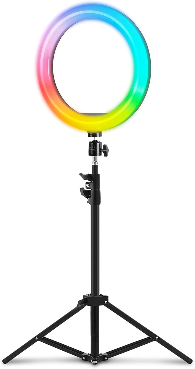 Кільцева LED лампа зі штативом Mars Gaming MGRING 10.2" Чорна, фото №1