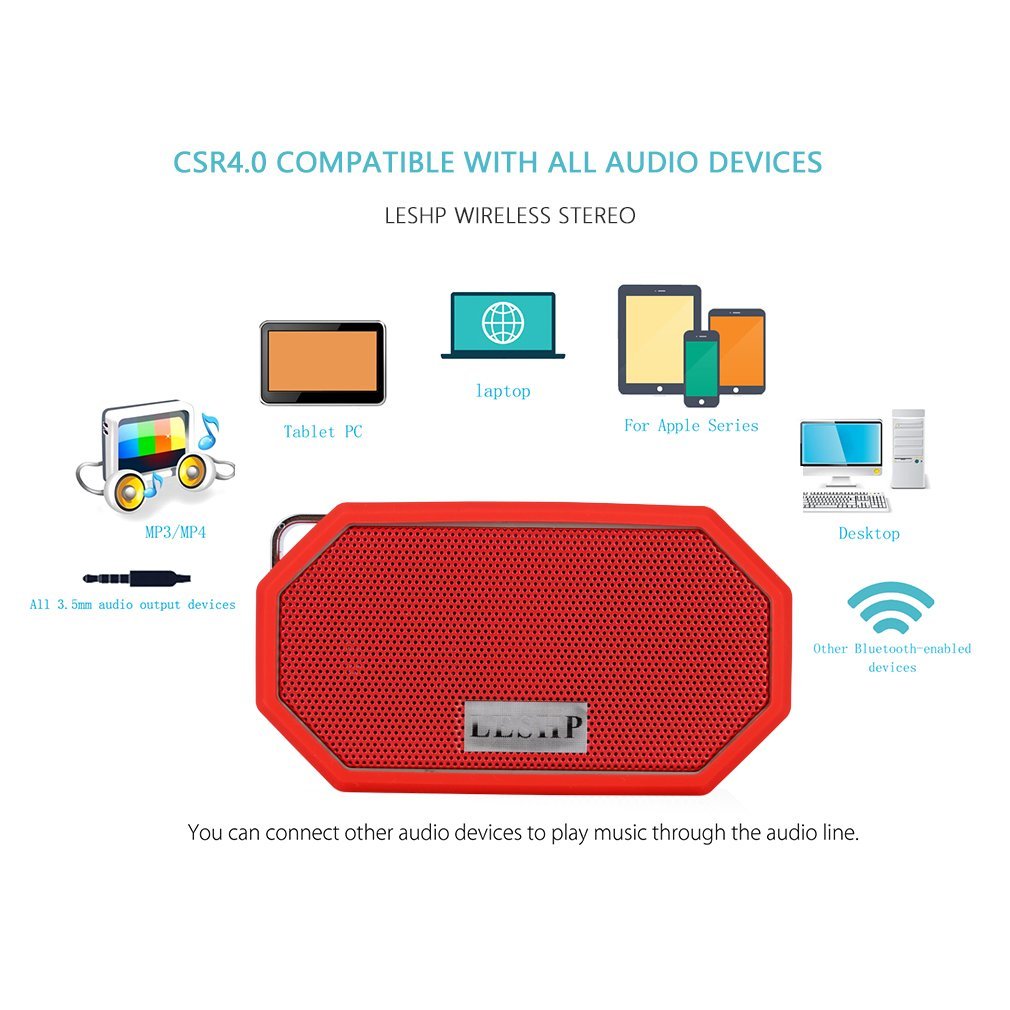Колонка Bluetooth bestyks Mini Пасивний сабвуфер Водонепроникний Пило захищений Червоний, фото №3