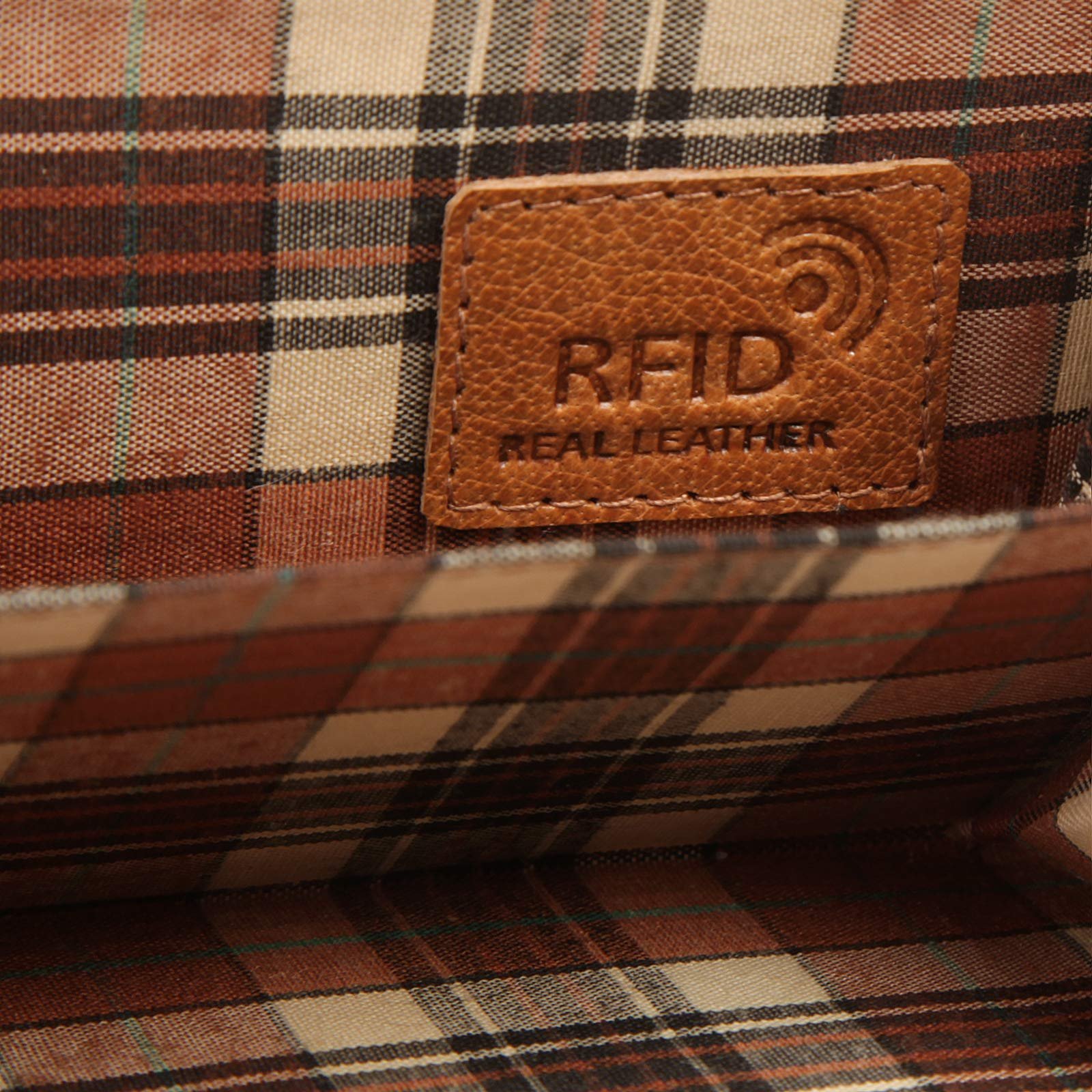 Гаманець жіночий Cluty зі справжньої шкіри з RFID захистом 020353 Коньяк Стандартний розмір Класичний, фото №7