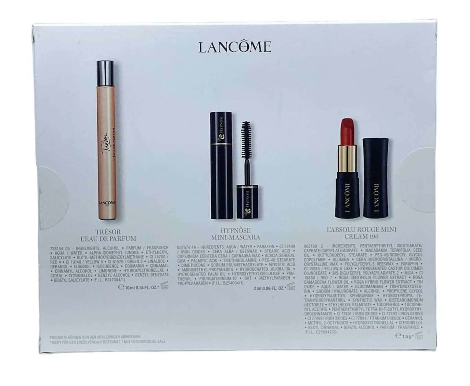 Набір Lancôme Travel Set Trésor L'Парфумована вода 10 мл + Hypnôse Mini Mascara 2 мл + L'Absolu Rouge Mini Cream 196, фото №1