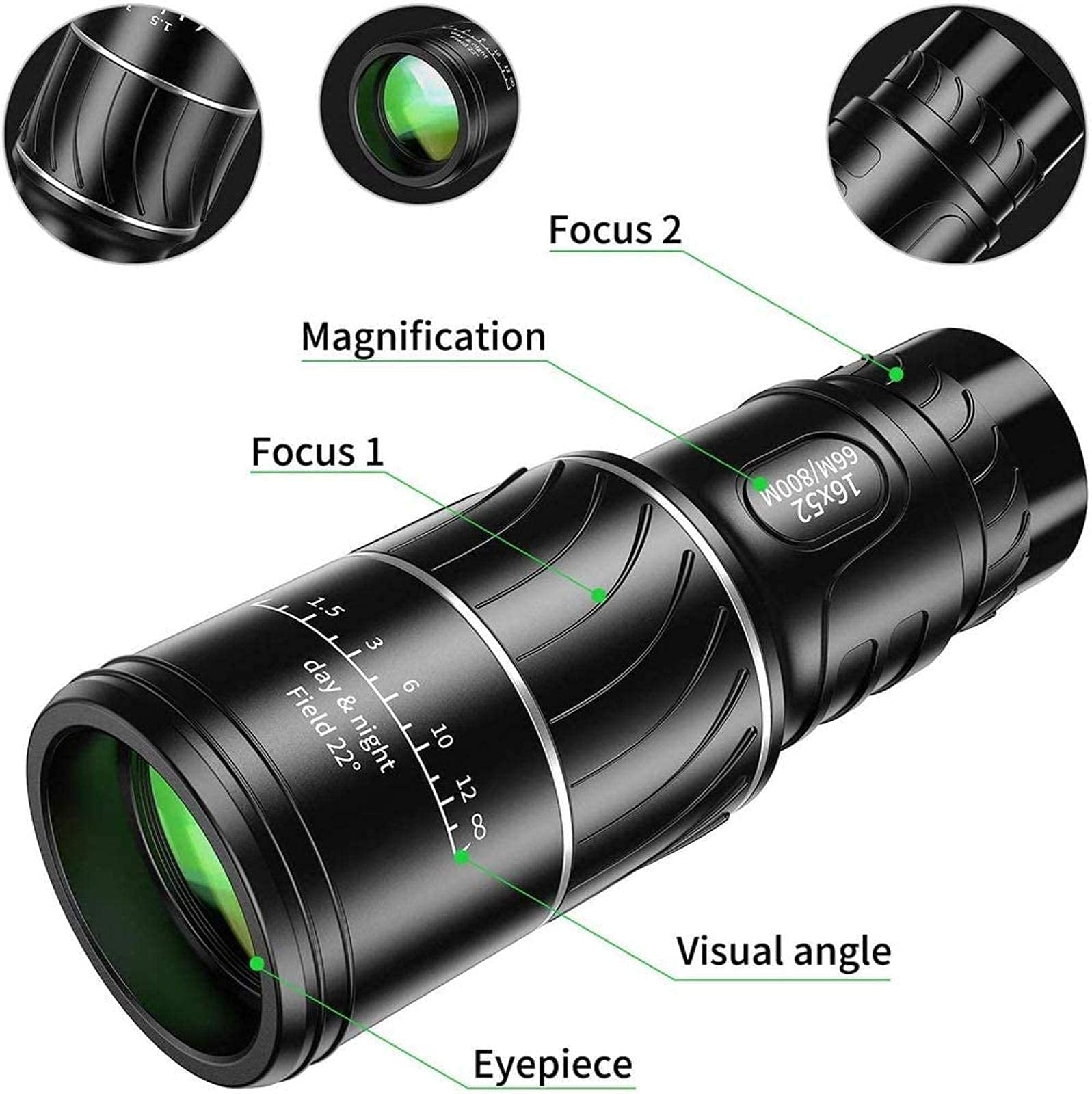Монокуляр 16X52 Dual Focus HD Waterproof Compact, фото №6