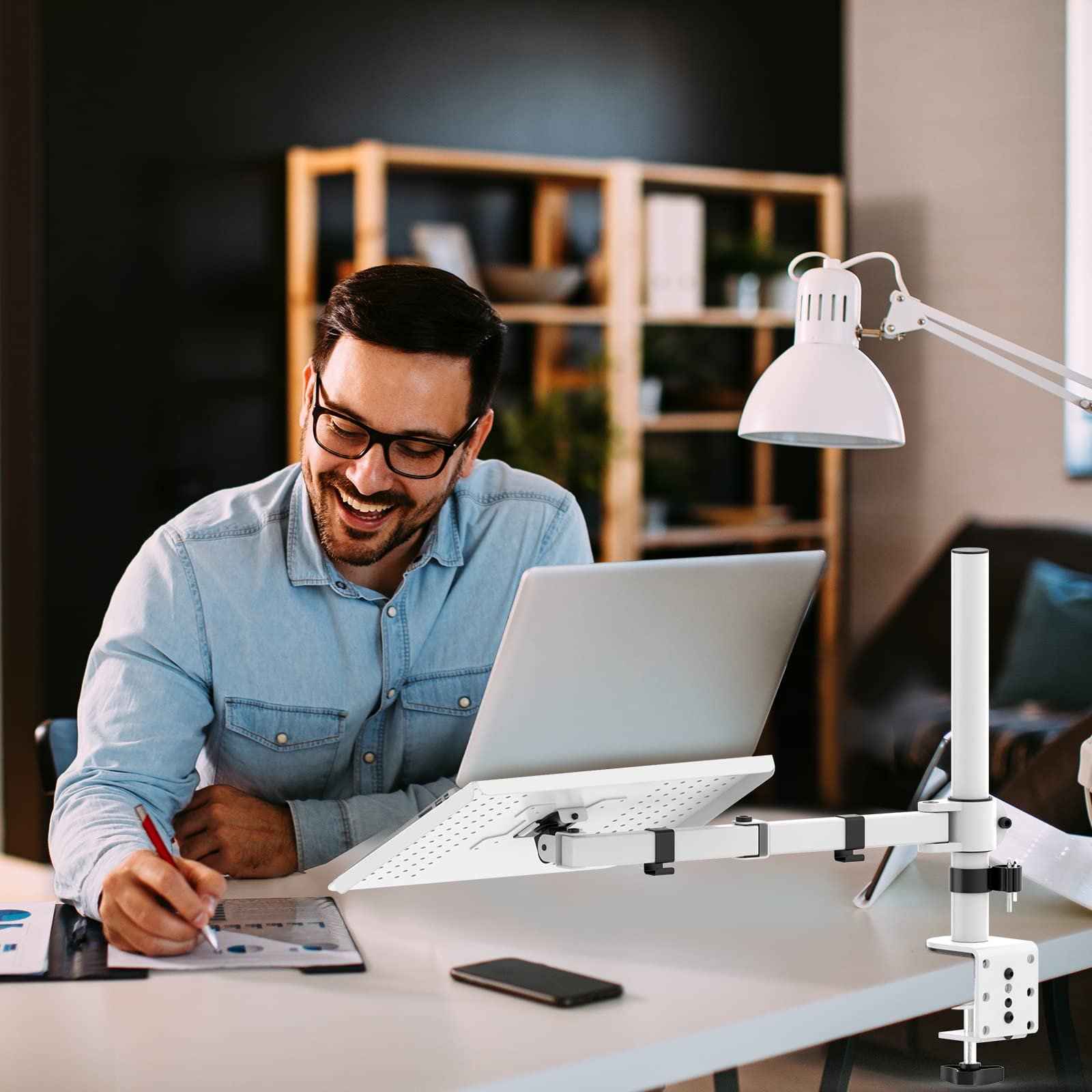 Держатель для ноутбука WALI для стола до 17 дюймов, 10 кг, Черный, фото №7