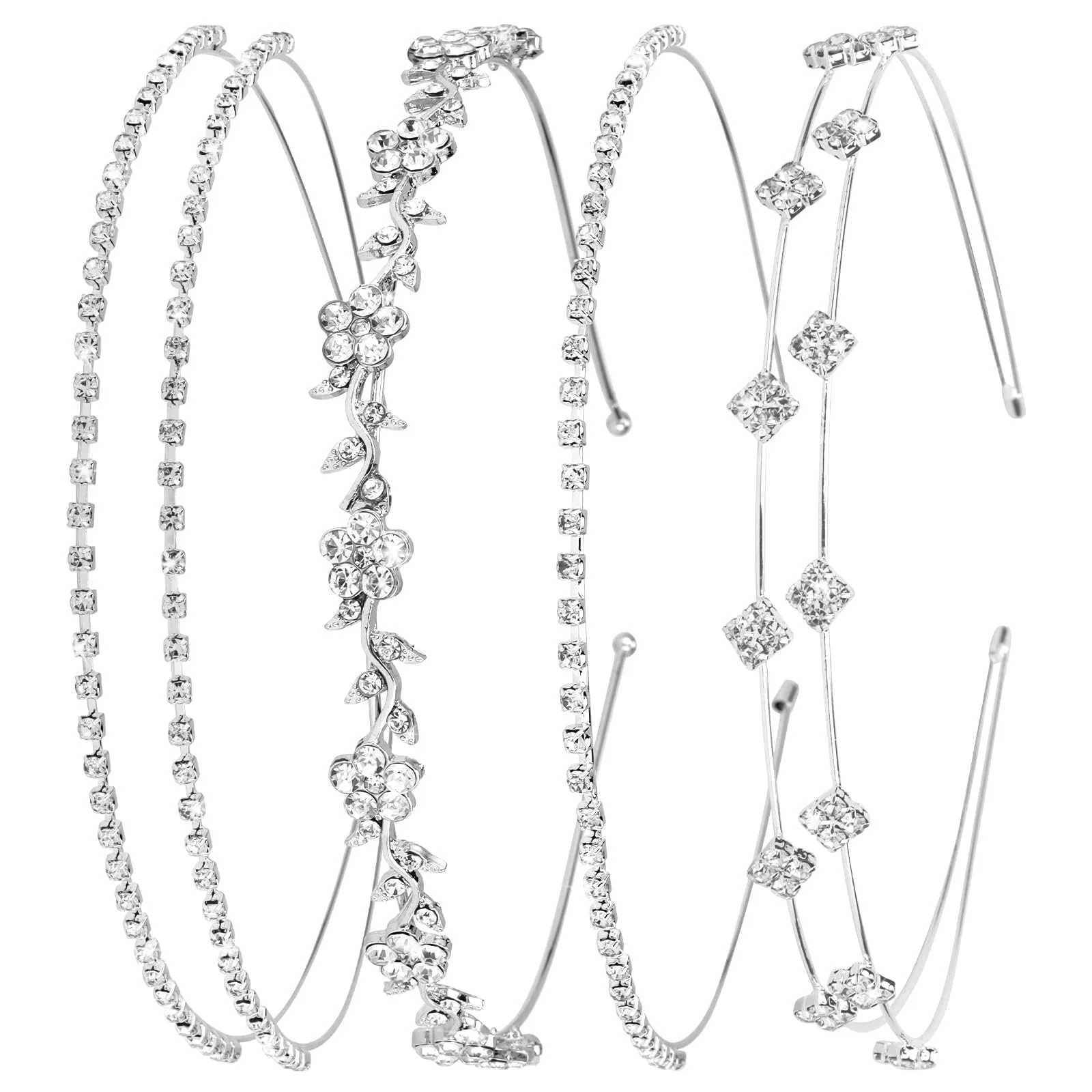 Обруч зі стразами 4 шт Блискучий, фото №4