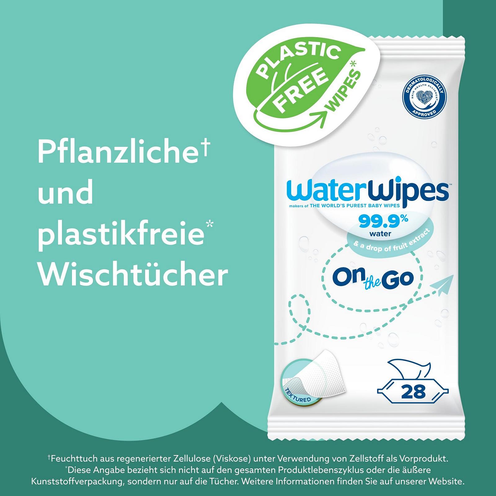 Салфетки WaterWipes Travel, 224 шт (8 упаковок), влажные салфетки на 99,9% на водной основе, идеально подходят для путешествий, лица и тела, фото №5