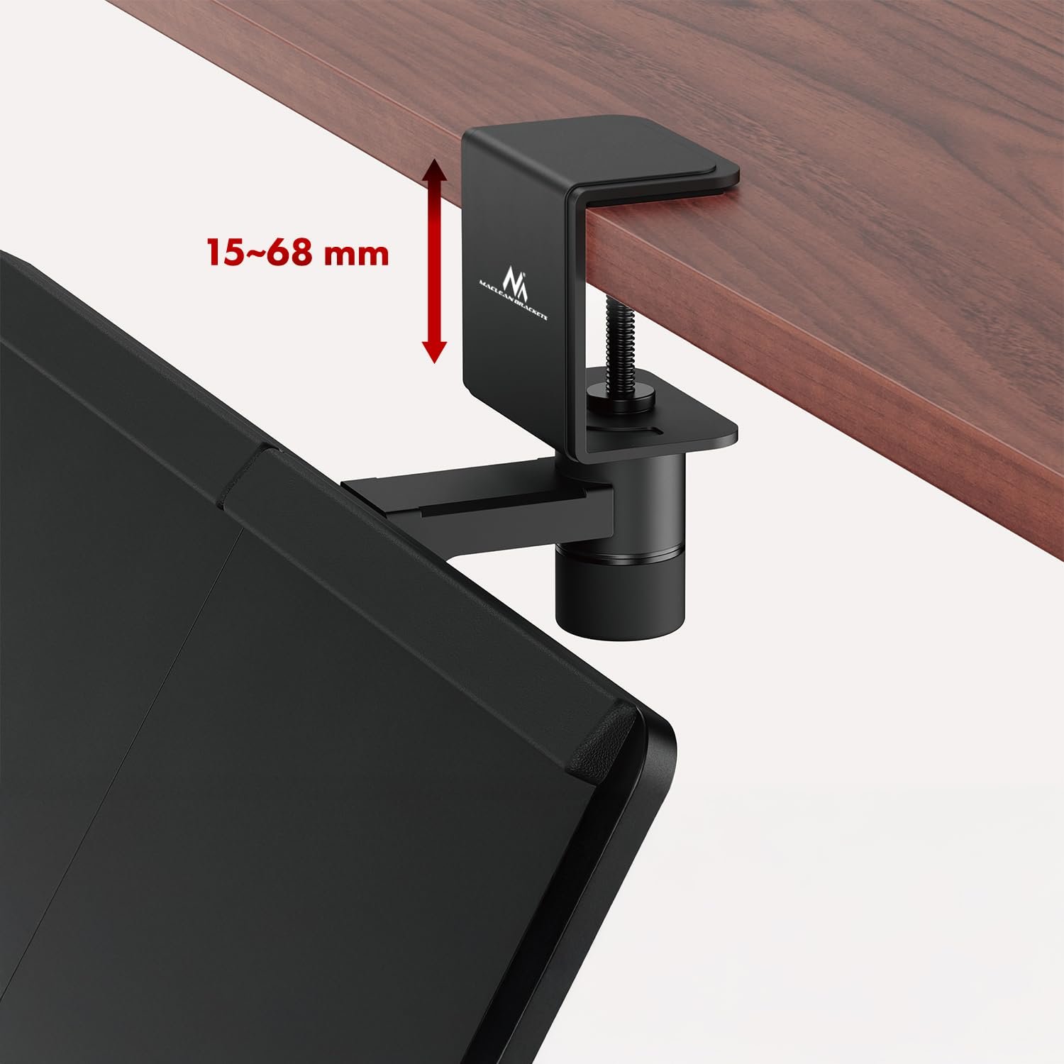 Тримач для клавіатури Maclean MC108 B, регульований, з ручкою, під стіл, з підставкою для зап'ястя та шухлядою, кріплення на затискачі, ергономічний, чорний, фото №8