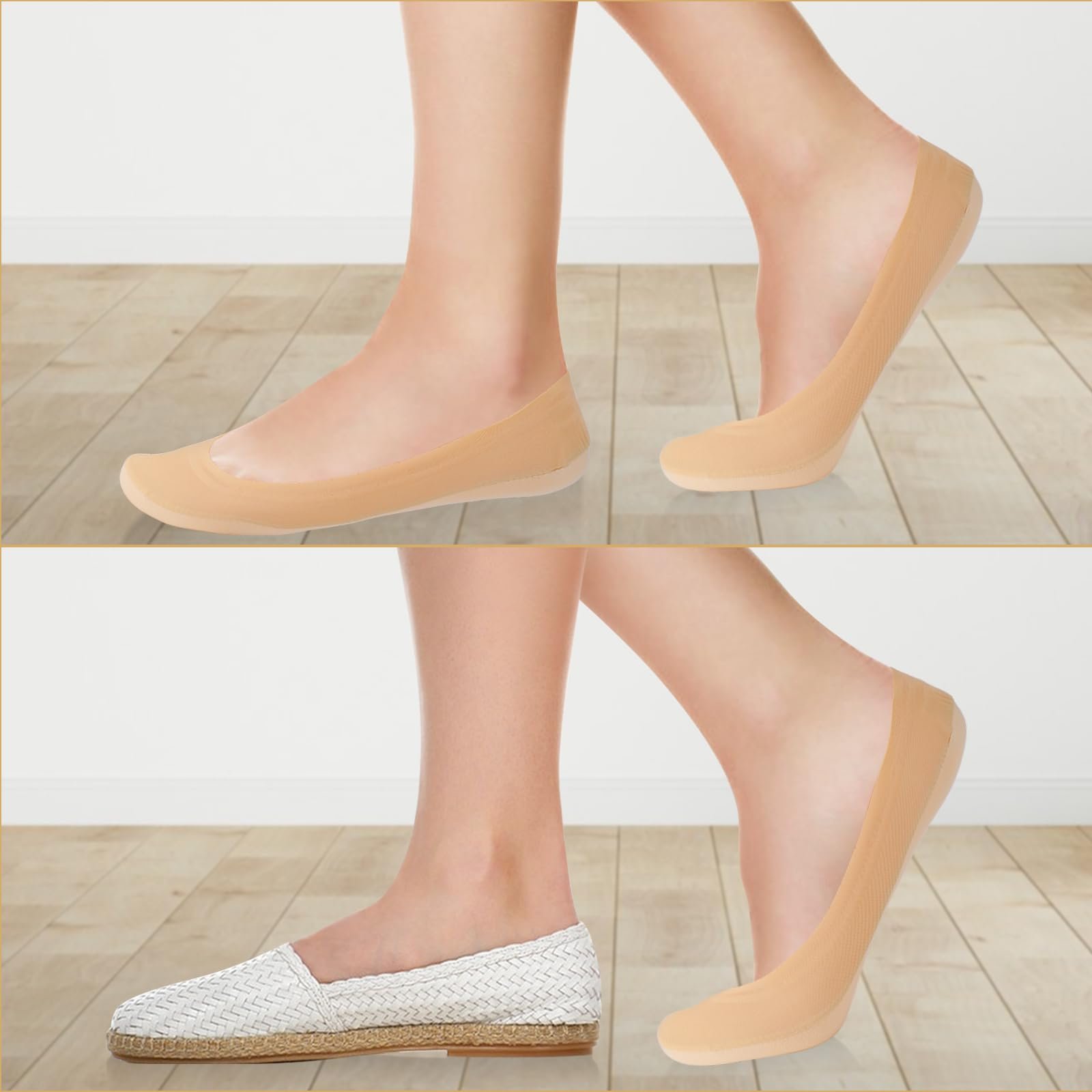 Носки Teaaha, набор 6 шт., 39-42, носки до щиколотки, спортивные носки, противоскользящие балетки, невидимые дышащие полуноски, телесного цвета, фото №6