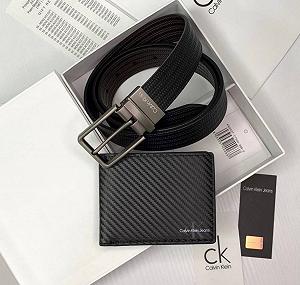 Чоловічий подарунковий набір ремінь та портмоне у фірмовому упакуванні Calvin Klein Jeans - Фото 1