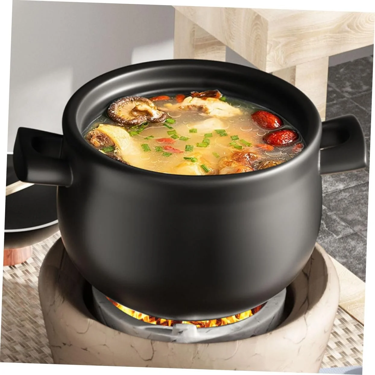 Кастрюля-кокотница Toyvian керамическая 1.8 л с антипригарным покрытием, фото №3