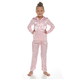 Комплект піжами A2Z 4 Kids Шовк Атлас Смугастий Традиційний Довгий рукав Штани - Фото 1