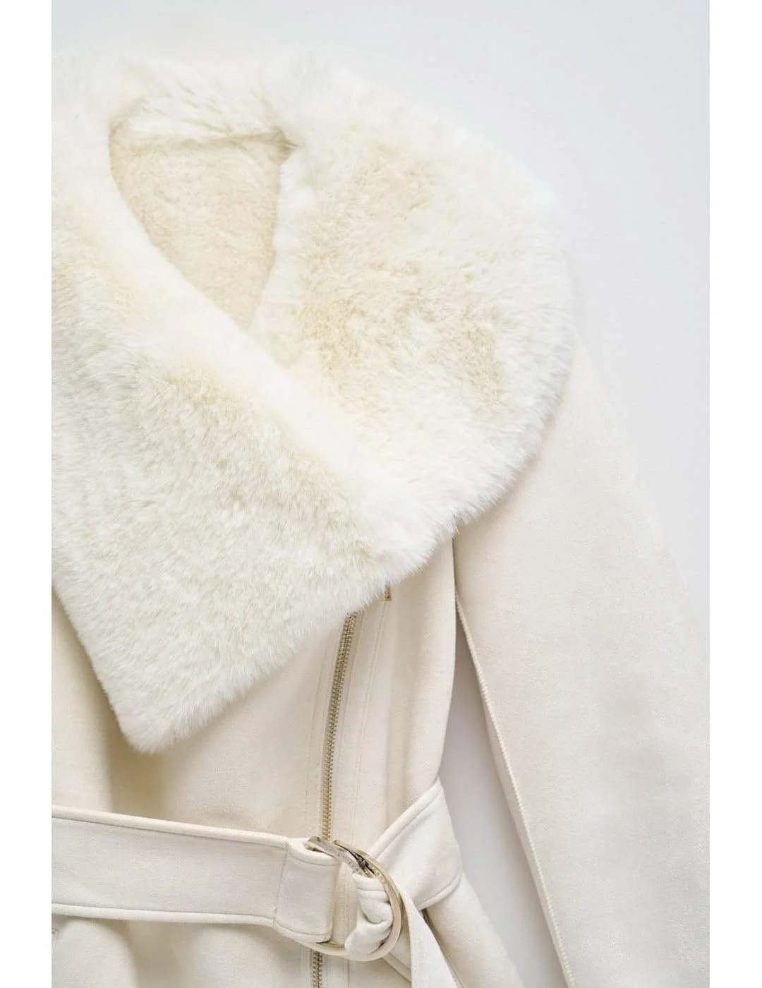 Жіноче пальто Salsa Jeans Замшеве з хутряним коміром, фото №6